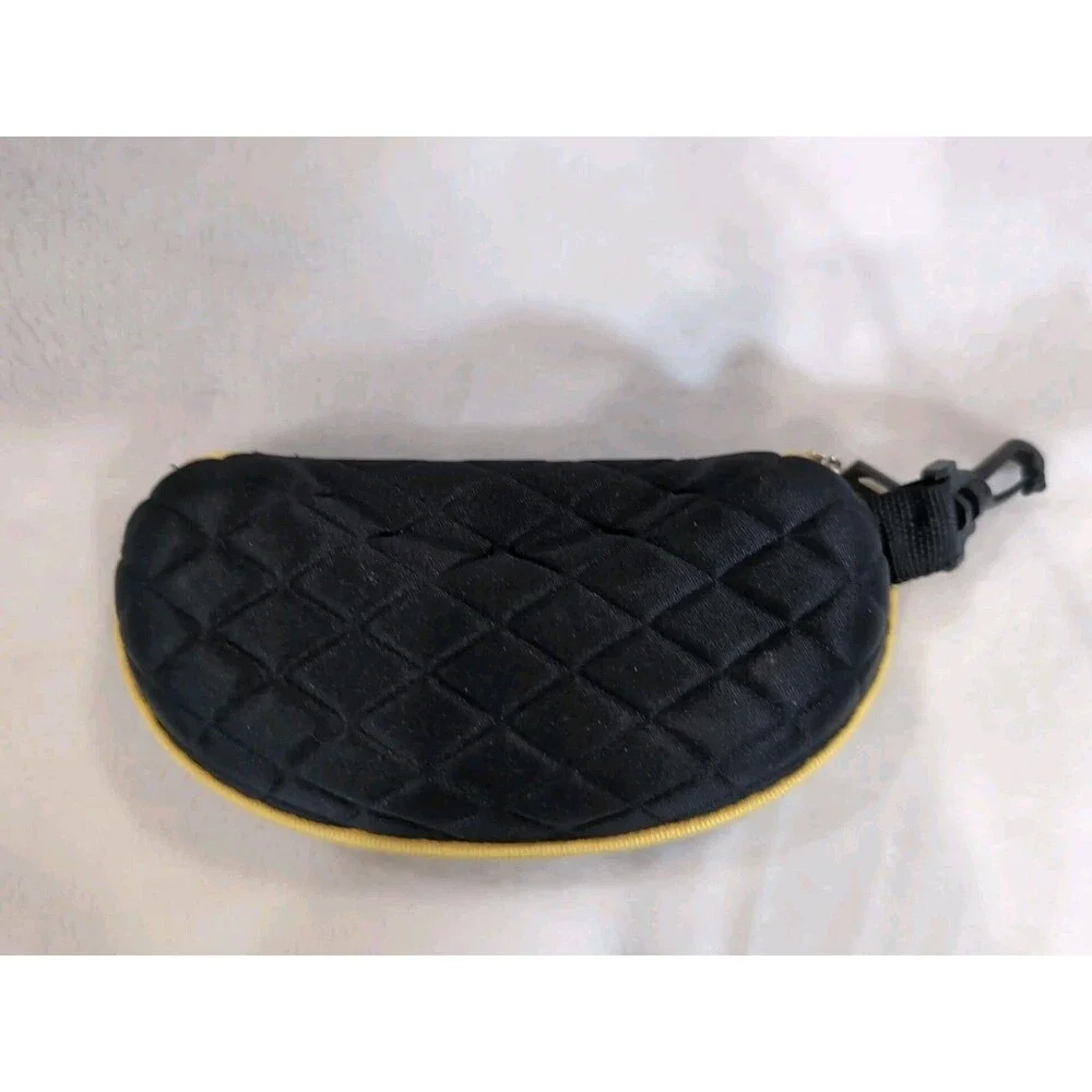 Peppers Eyewear black yellow sunglasses clamshell zippered case lanyard clip